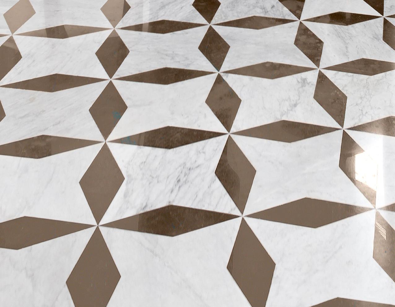 Modern Floor Waterjet Cut Marble Tiles Available in Different Marbles Combination For Sale