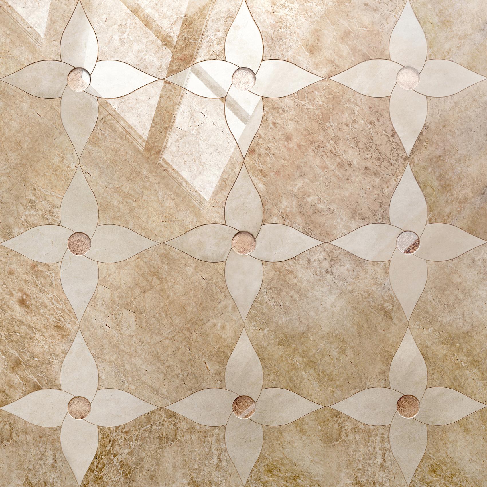 Modern Floor Waterjet Cut Marble Tiles Available in Different Marbles Combination For Sale