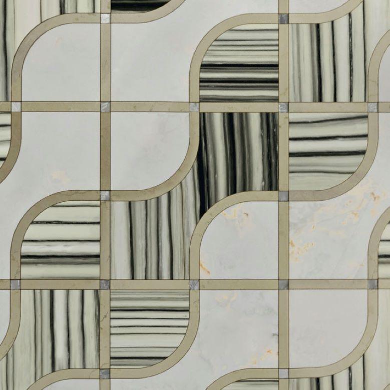 Italian Floor Waterjet Cut Marble Tiles Available in Different Marbles Combination For Sale