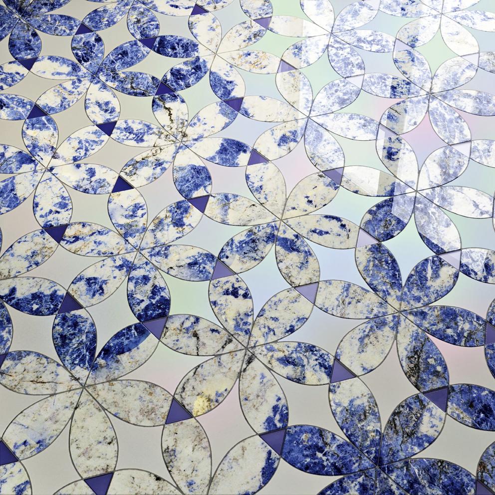 Modern Floor Waterjet Cut Marble Tiles Available in Different Marbles Combination For Sale