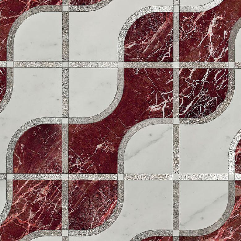 Contemporary Floor Waterjet Cut Marble Tiles Available in Different Marbles Combination For Sale