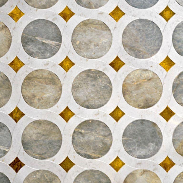 Contemporary Floor Waterjet Cut Marble Tiles Available in Different Marbles Combination For Sale