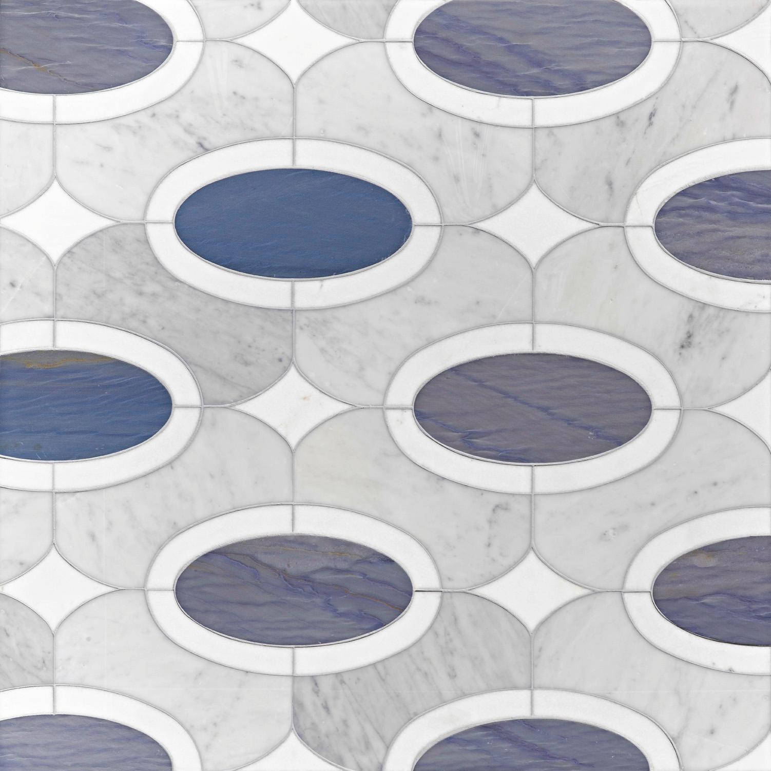 Floor Waterjet Cut Marble Tiles Available in Different Marbles Combination In New Condition For Sale In London, GB