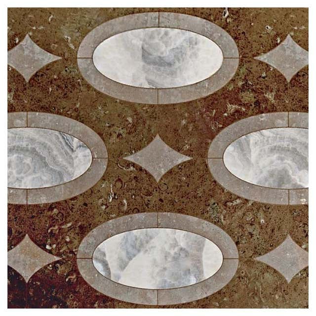 Polychrom Floor Italian Precious Polychrome Marble Mosaic Rectangular Floor Tile, Rome ...