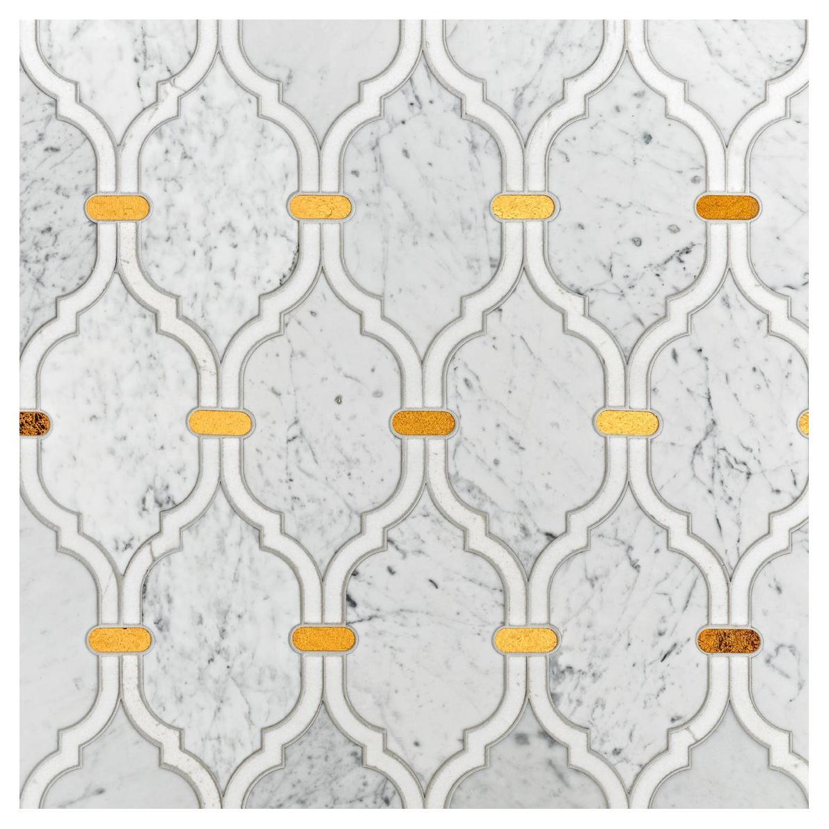 Floor Waterjet Cut Marble Tiles Available in Different Marbles Combination For Sale