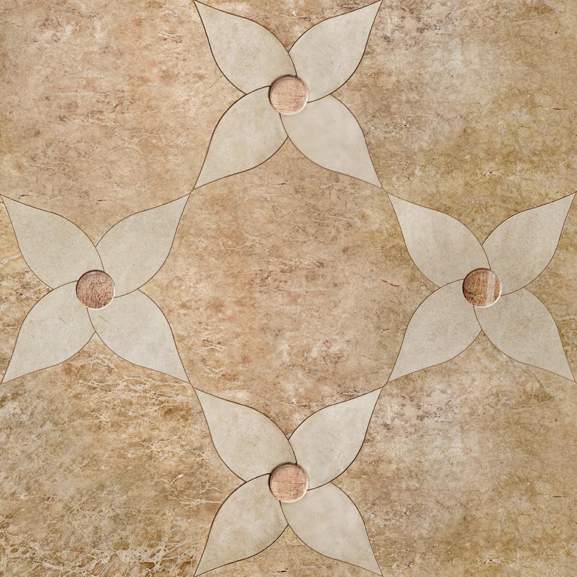 Tiles de sol en marbre taillé à la jet d'eau disponibles en combinaison de différents marbres