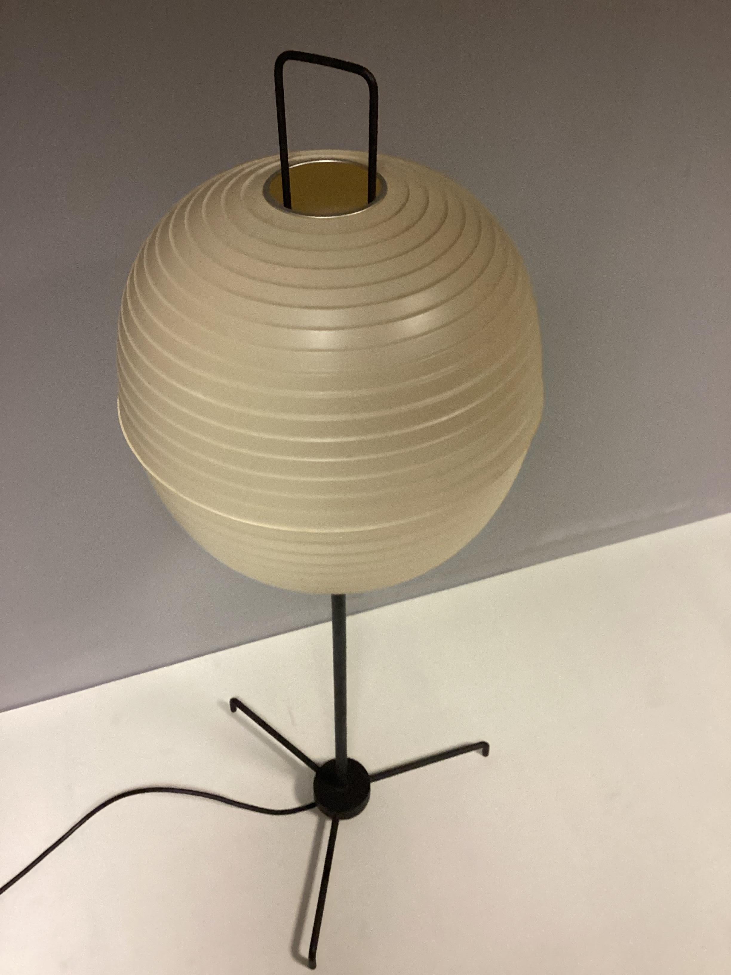 Mid-Century Modern Floorlamp Bega 50s Tripod Germany Rar Metal Plastic Moonlamp For Sale