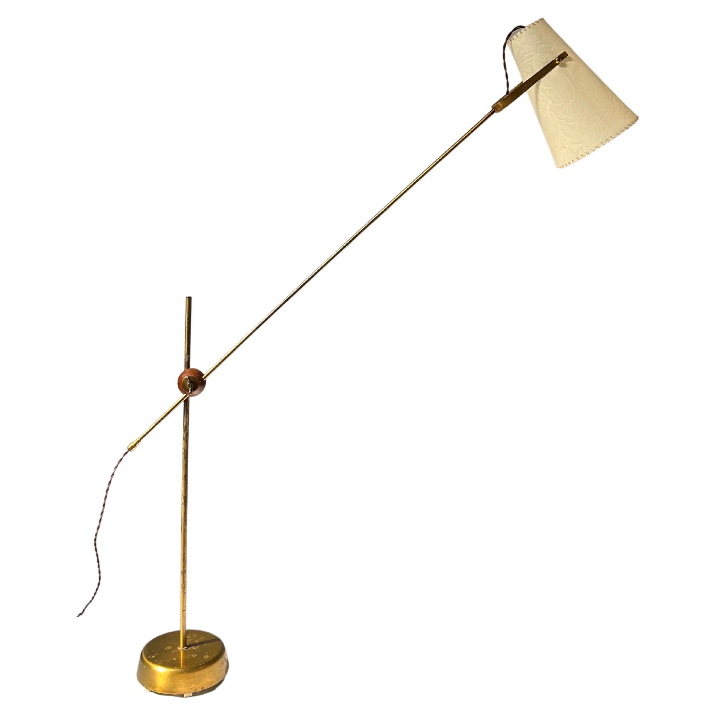 Floorlamp by Hans Bergström, Ateljé Lyktan 1940/50s Sweden Rare. Adjustable in h For Sale