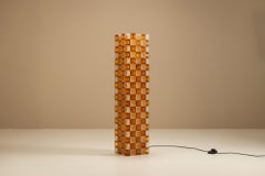 Floorlamp by Poliarte in Amber and Crystal Pulegoso Glass, Italy 1970s