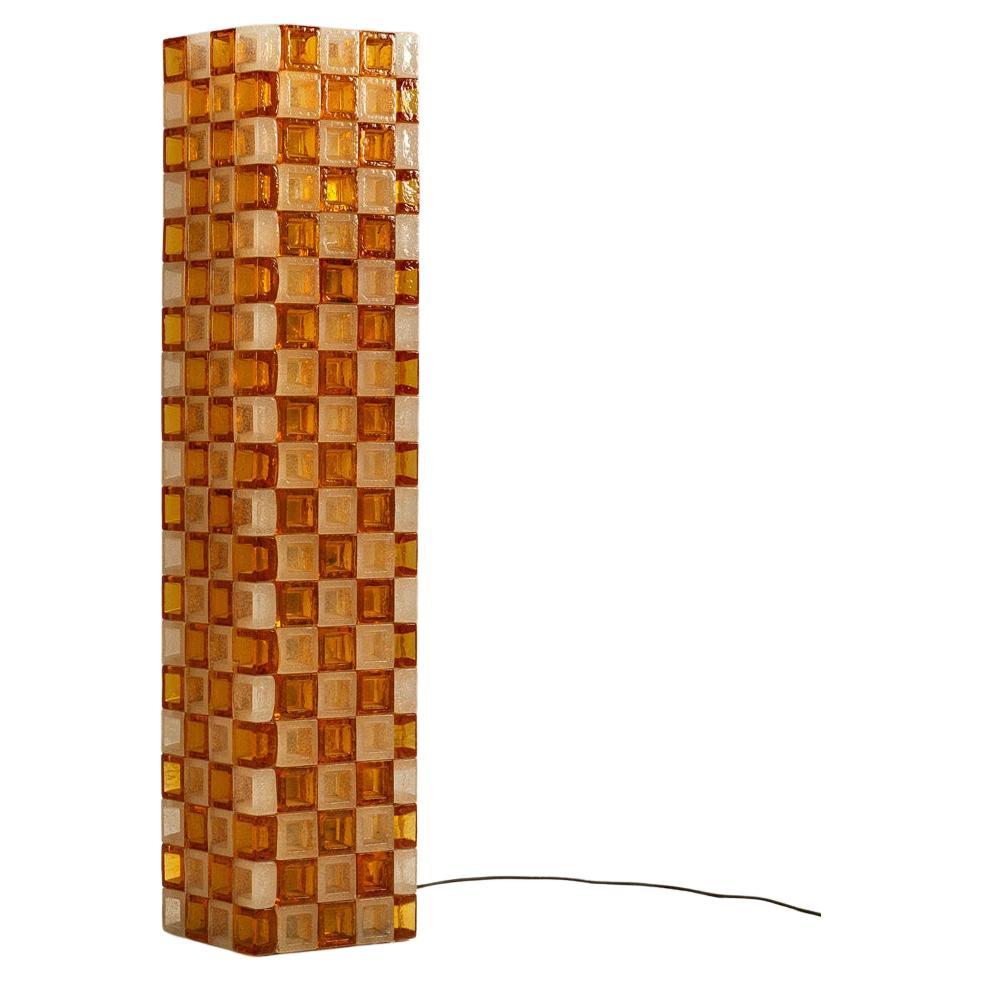 Lámpara de pie de Poliarte en ámbar y cristal Pulegoso, Italia Años 70 en venta