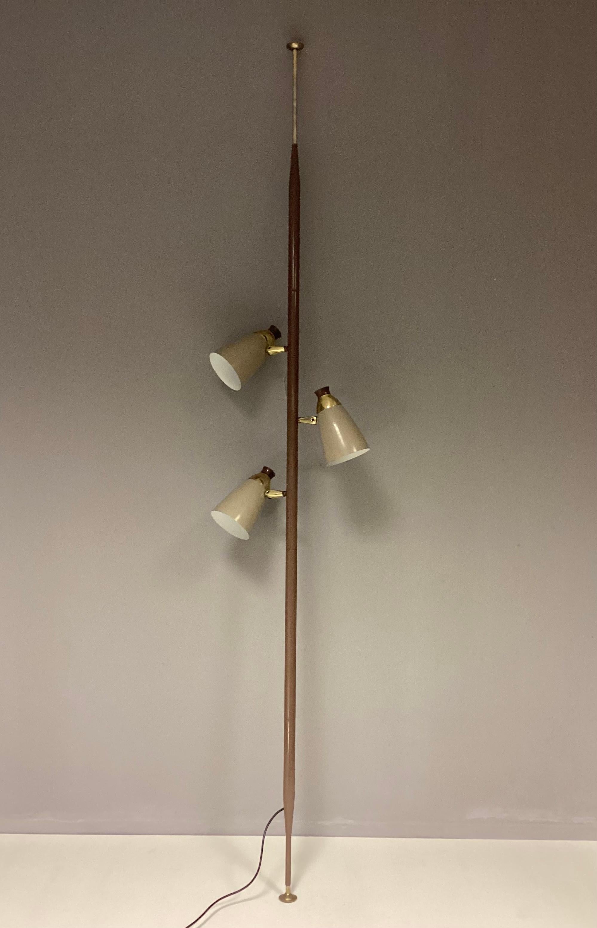Stehlampe Ted Stiffel 1950er Jahre Tension-Lampe aus Metall und Messing im Angebot 2