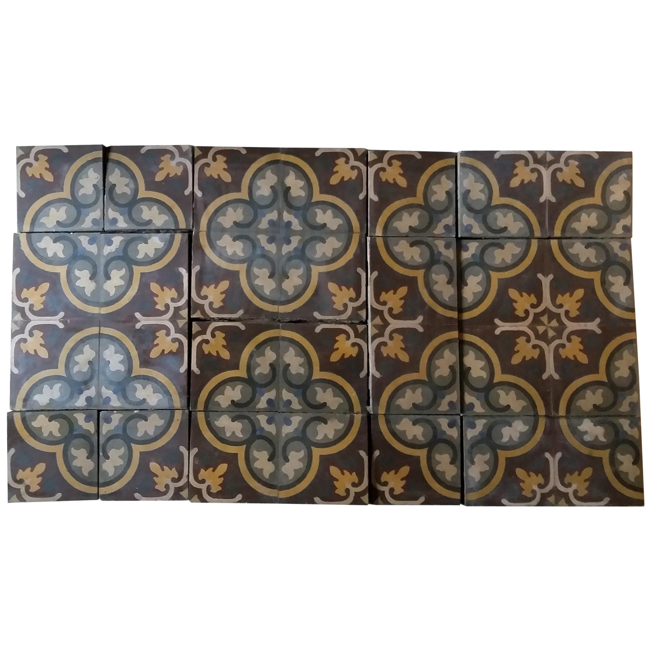 Floortiles, Reclaimed, Patterned, Period 1900 For Sale