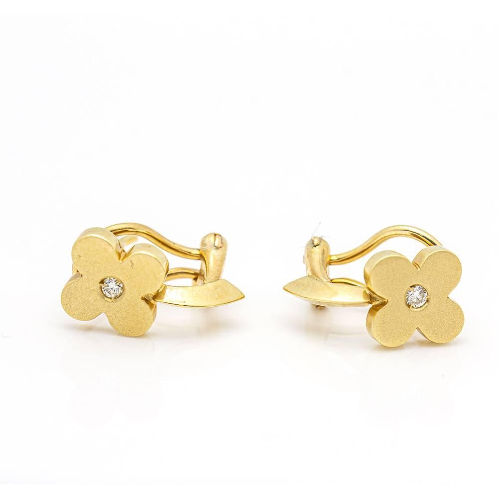 FLOR Earrings in Gold and Diamond In New Condition For Sale In BARCELONA, ES