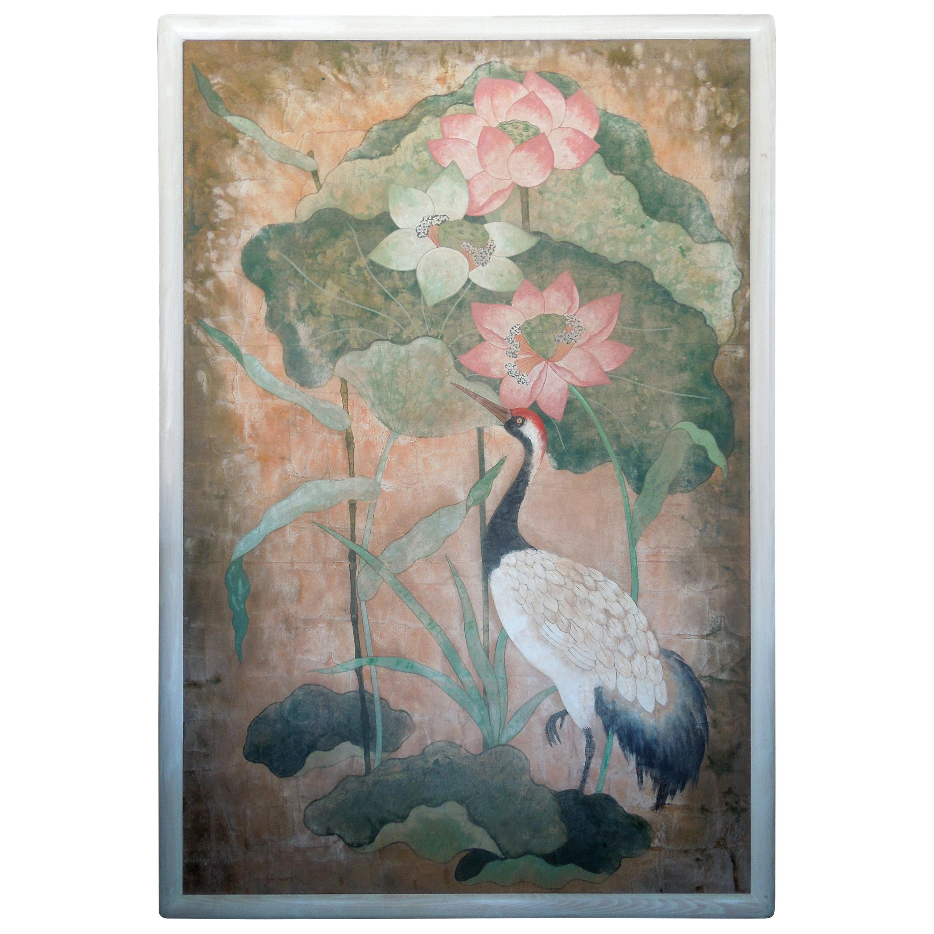 Flora and Fauna Large Scale Hollywood Regency Style Original Painting