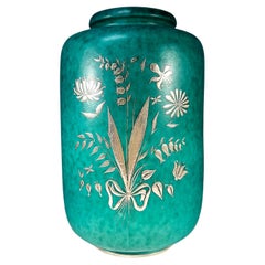 Flora And Fauna Stoneware Urn Vase, Wilhelm Kage, Argenta, Gustavsberg, c1949