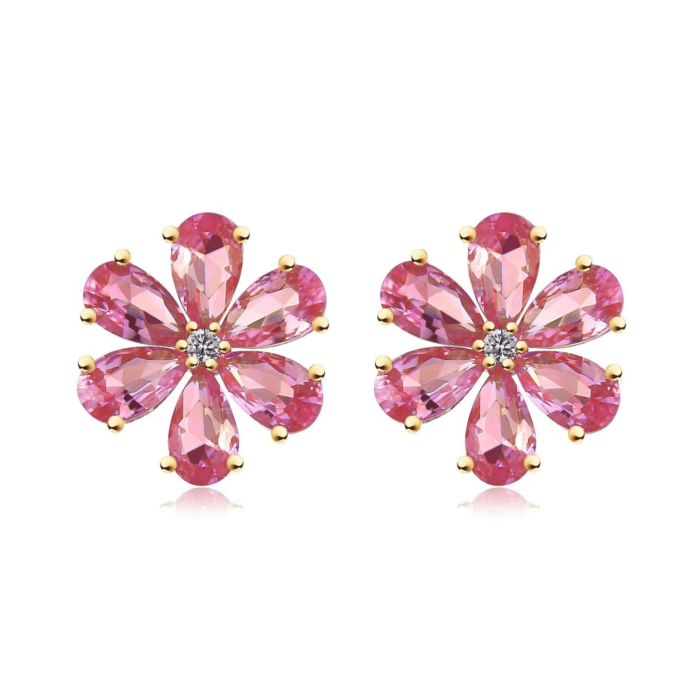 Flora Blossom Pink Tourmaline Diamond Pearl Convertible Earrings For Sale 1