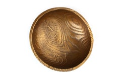Solid Bronze "Flora" Bowl / Catchall with Wood Texture and Gold Bronze Patina