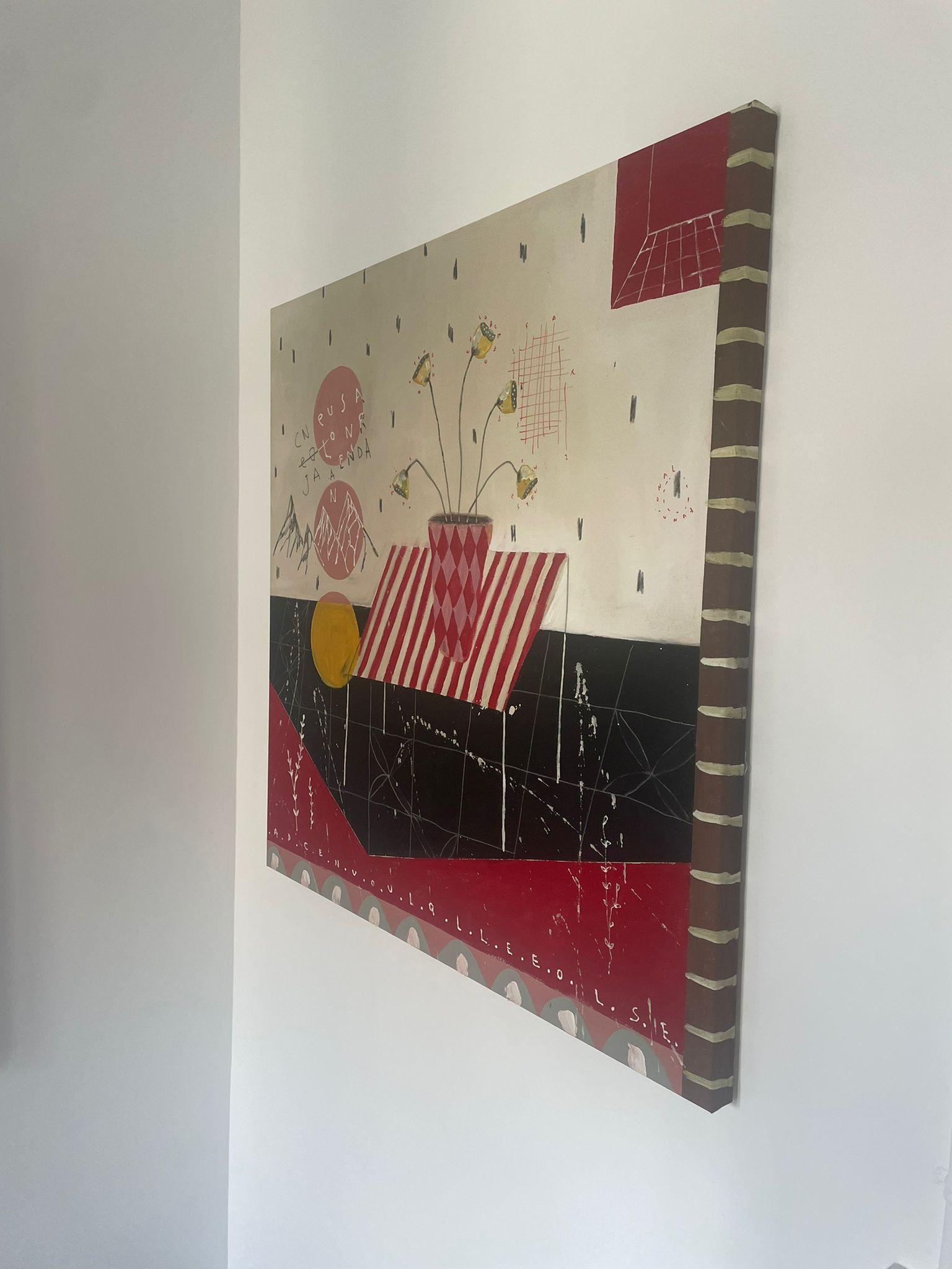 CONTEMPORARY Flowers Interiors Painting Argentine Artist Flora Castiglia Loner For Sale 5