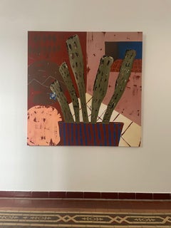 Flora Castiglia – Peinture contemporaine représentant des fleurs et la nature, 140 x 140 cm