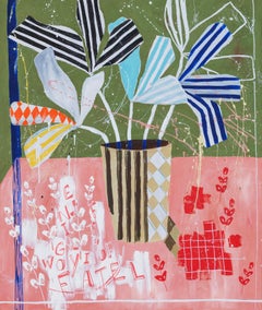 Flora Castiglia - Abstrakte Komposition mit organischen Formen und lebhaften Farben, 2025