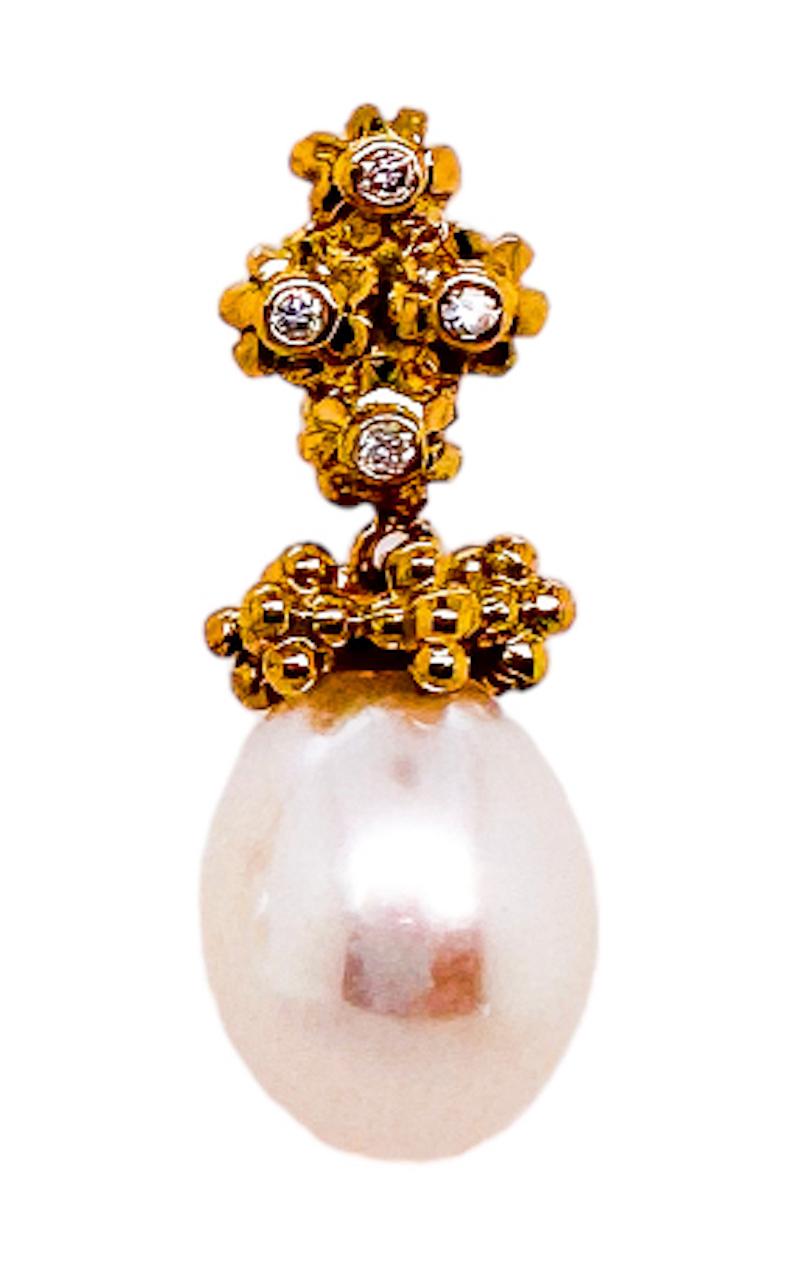 NEW Flora Cluster Earrings - 18ct yellow gold flower clusters set with white brilliant diamonds and white freshwater teardrop pearls. Earring post and butterflies provided for attachment.