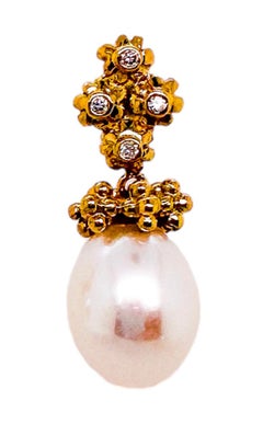 Flora Cluster Earrings - 18ct yellow gold diamond and pearl flower clusters