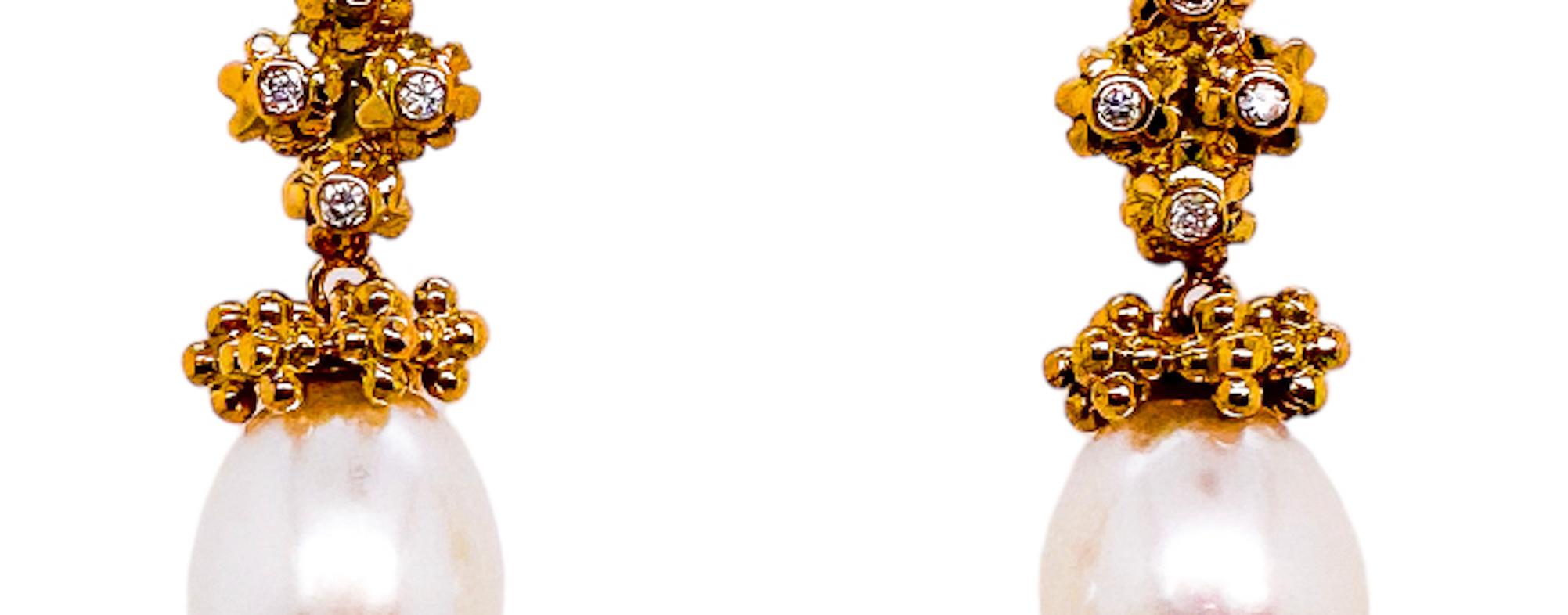 Contemporary Flora Cluster Earrings - 18ct yellow gold diamond and pearl flower clusters For Sale