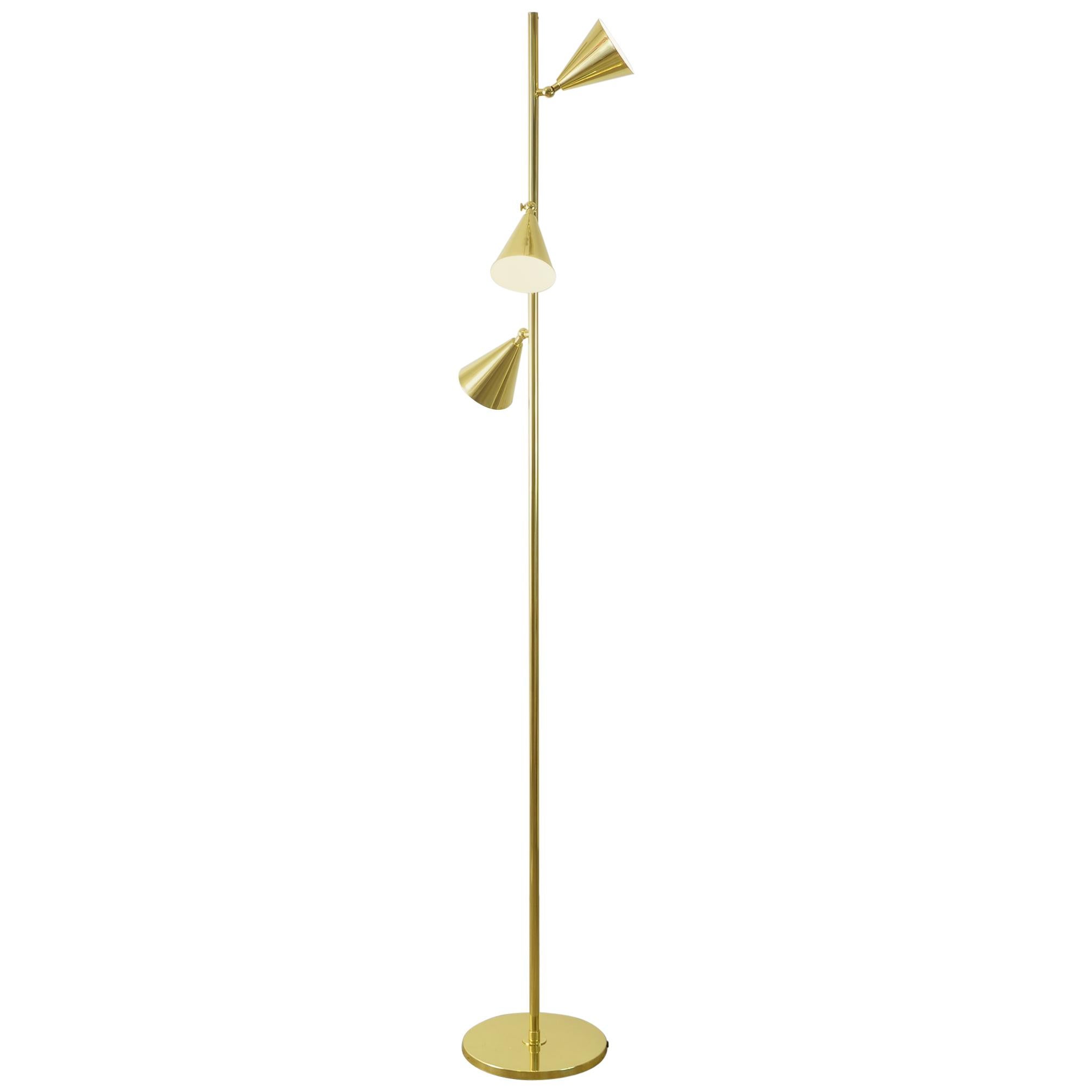 Contemporary Minimalist Brass Floor Lamp For Sale