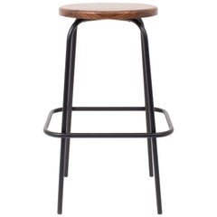 Flora Coffee Stool in Walnut and Black Steel by Steven Bukowski