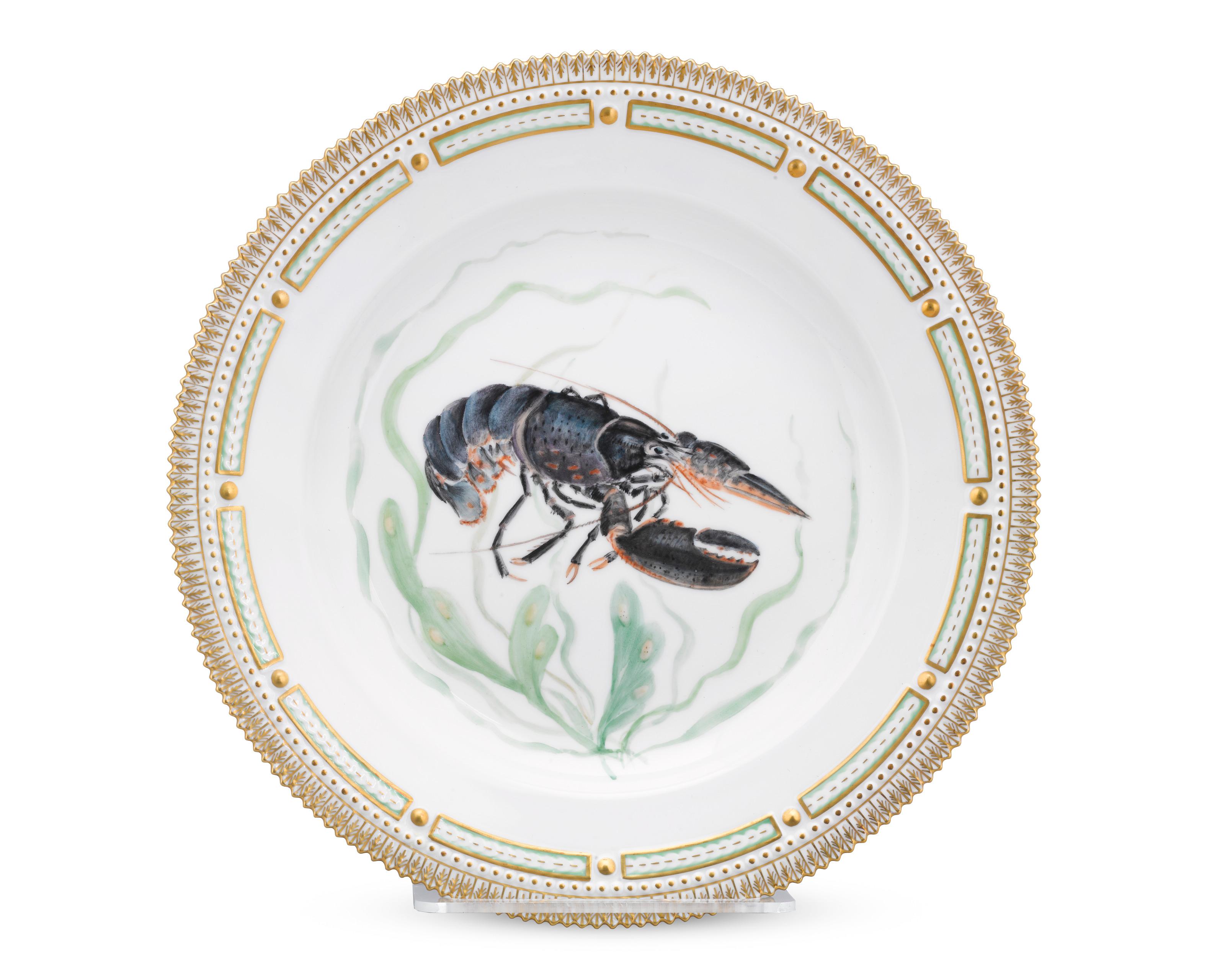 Danish Flora Danica Crustacean Porcelain Plate by Royal Copenhagen