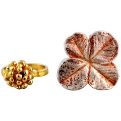 Flora Danica Jewellery, Two Rings of Sterling Silver, Gold-Plated