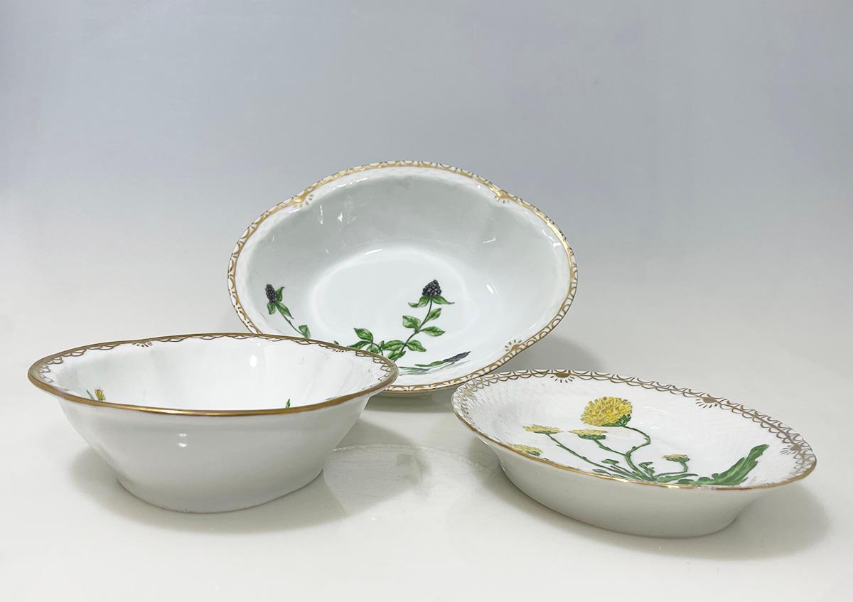 Cuencos de porcelana Flora Danica de Bing & Grøndahl, Dinamarca 1926-1930 en Bueno estado para la venta en Delft, NL