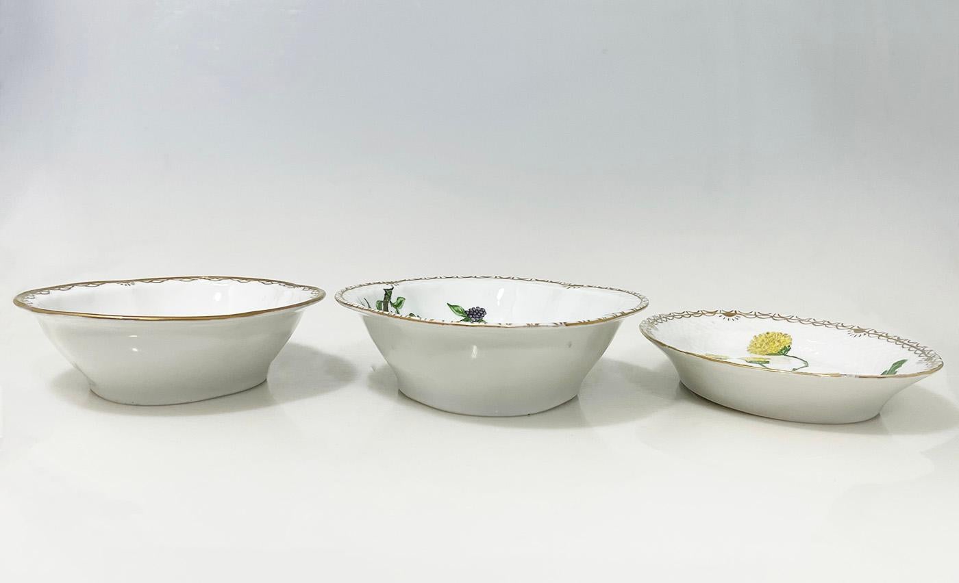Cuencos de porcelana Flora Danica de Bing & Grøndahl, Dinamarca 1926-1930 siglo XX en venta