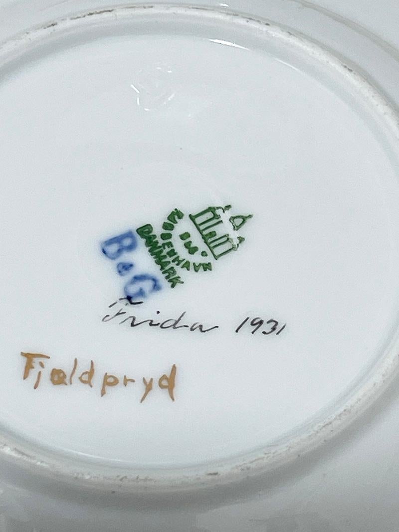 Assiettes à pain et à beurre en porcelaine Flora Danica par Bing & Grøndahl, Danemark 1927 en vente 5