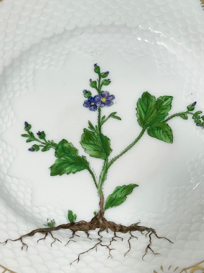 Porcelaine Assiettes à pain et à beurre en porcelaine Flora Danica par Bing & Grøndahl, Danemark 1927 en vente