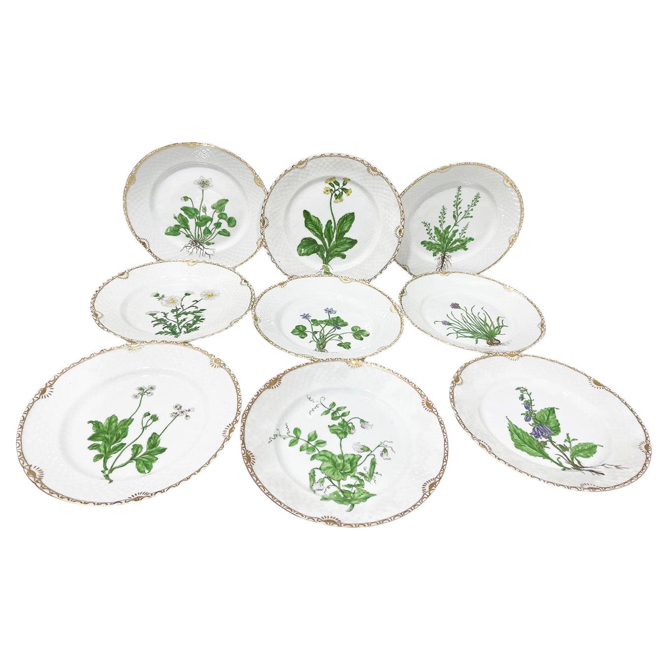 Flora Danica porcelain breakfast plates by Bing & Grøndahl, Denmark 1927-1928