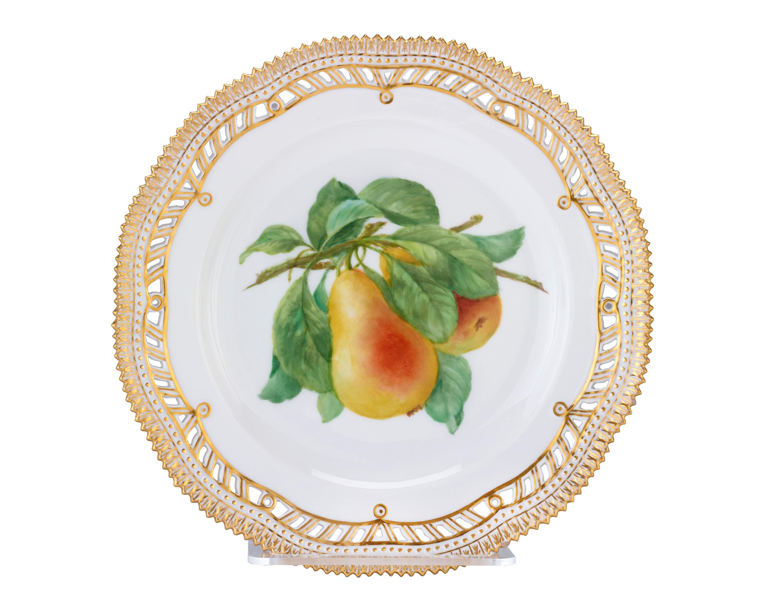 Danish Flora Danica Porcelain Fruit Plates by Royal Copenhagen