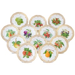 Vintage Flora Danica Porcelain Fruit Plates by Royal Copenhagen