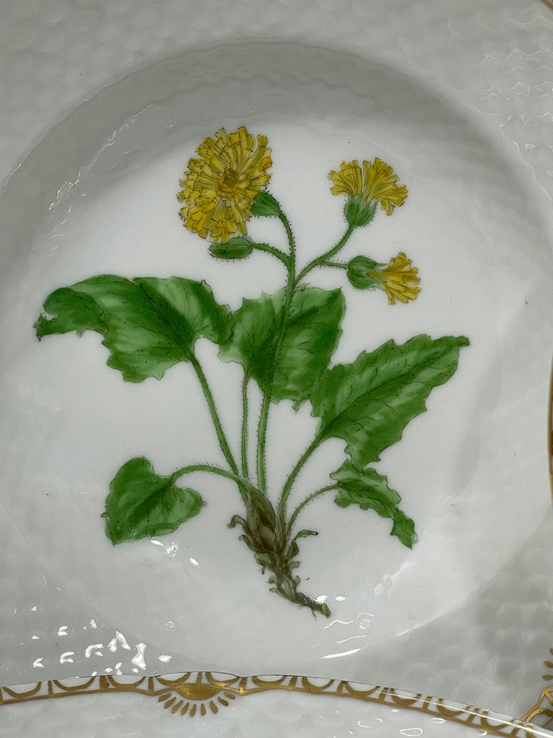 Danois Assiettes à salade en porcelaine Flora Danica par Bing & Grøndahl, Danemark 1928 en vente