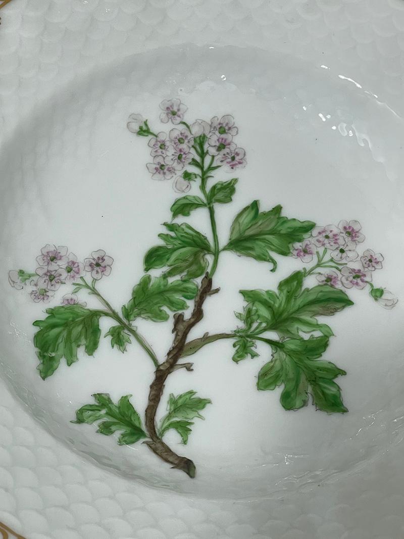 Assiettes à salade en porcelaine Flora Danica par Bing & Grøndahl, Danemark 1928 Bon état - En vente à Delft, NL