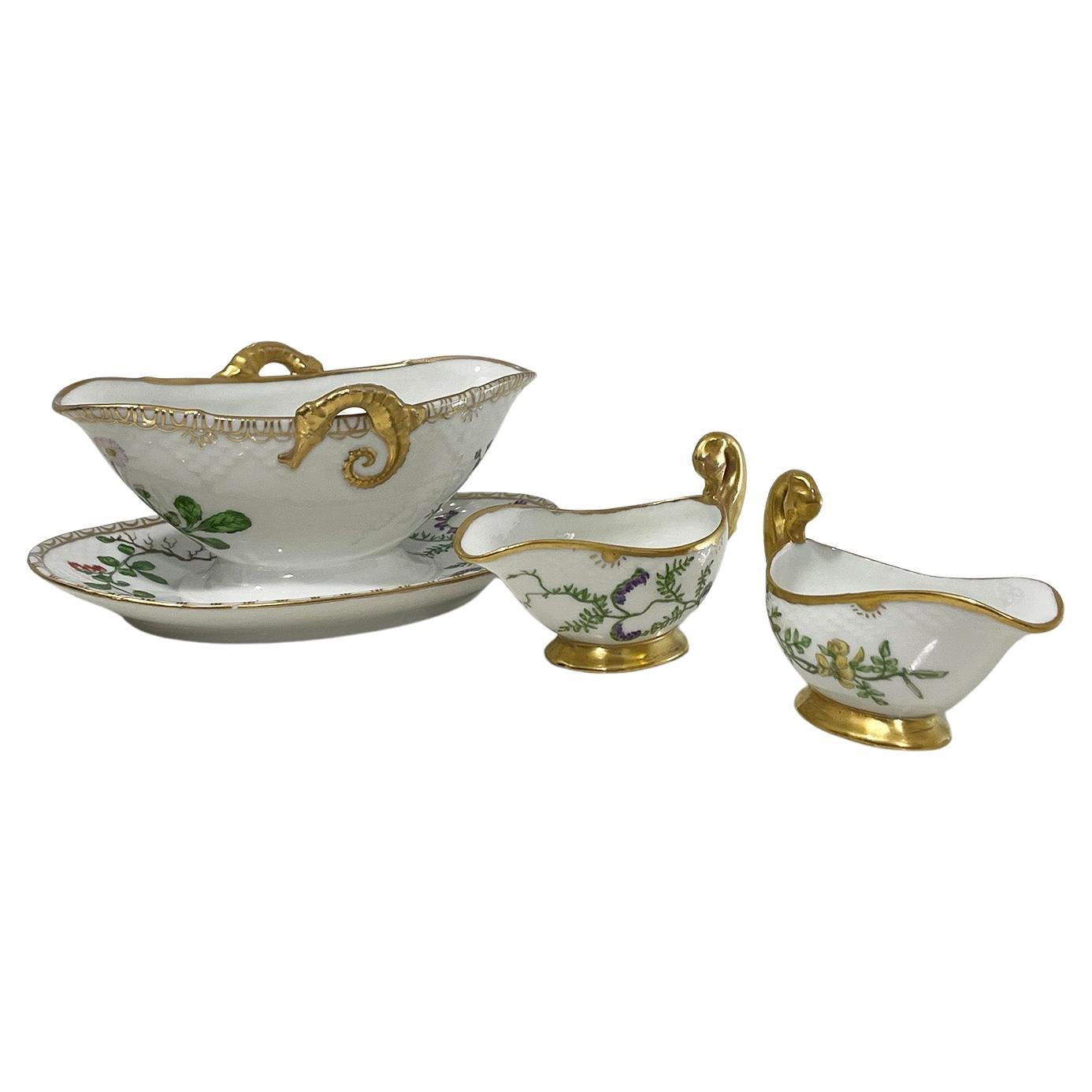 Salseras de porcelana Flora Danica de Bing & Grøndahl, Dinamarca 1926-1930