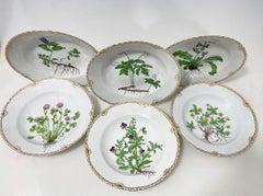 Flora Danica porcelain soup plates by Bing & Grøndahl, Denmark 1926, 1927, 1929