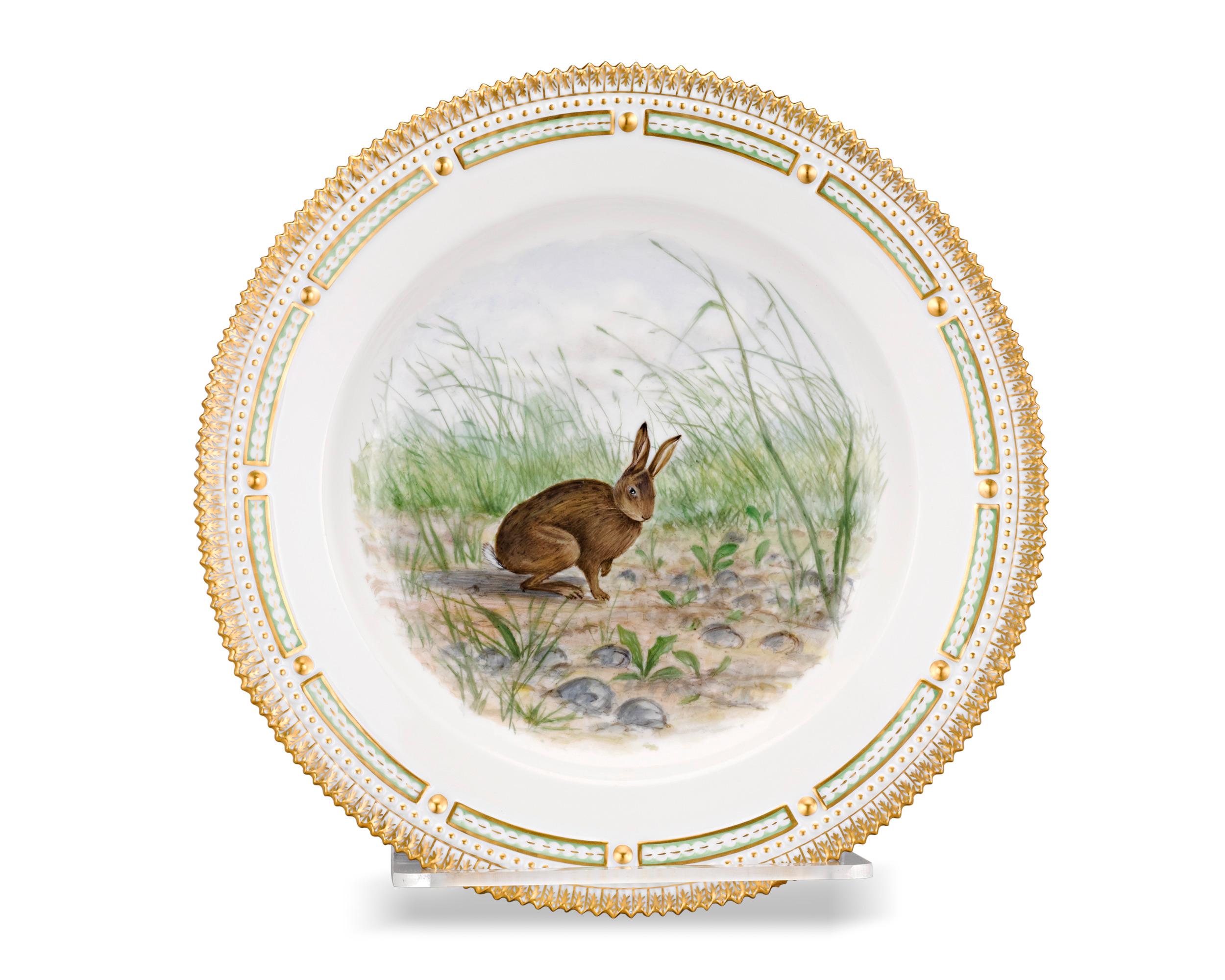 Rococo Flora Danica Rabbit Dinner Plate