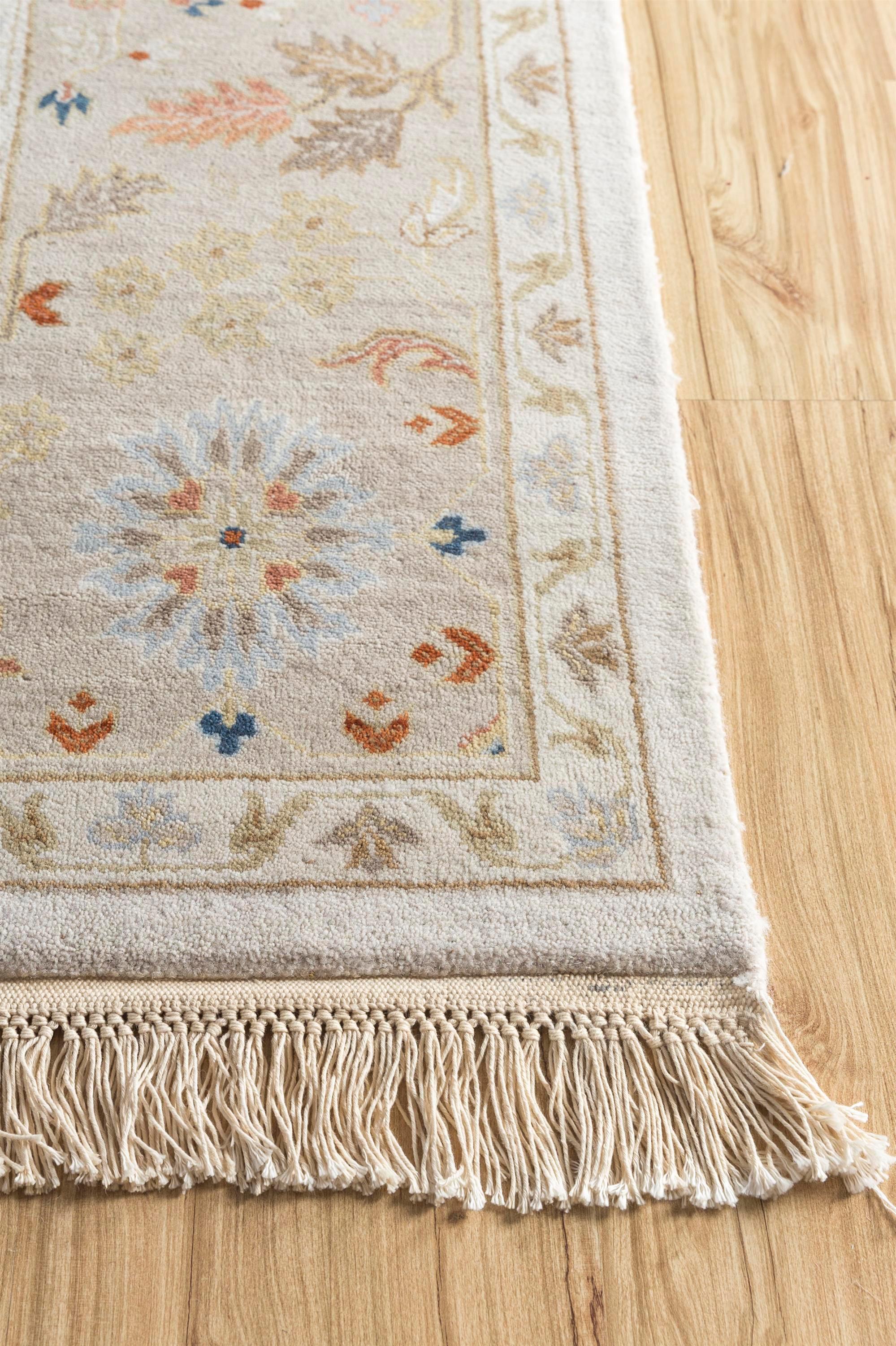 Flora Fantasia Alfombra Anudada a Mano Blanca y Beige Sedoso 300x420 cm Tribal en venta