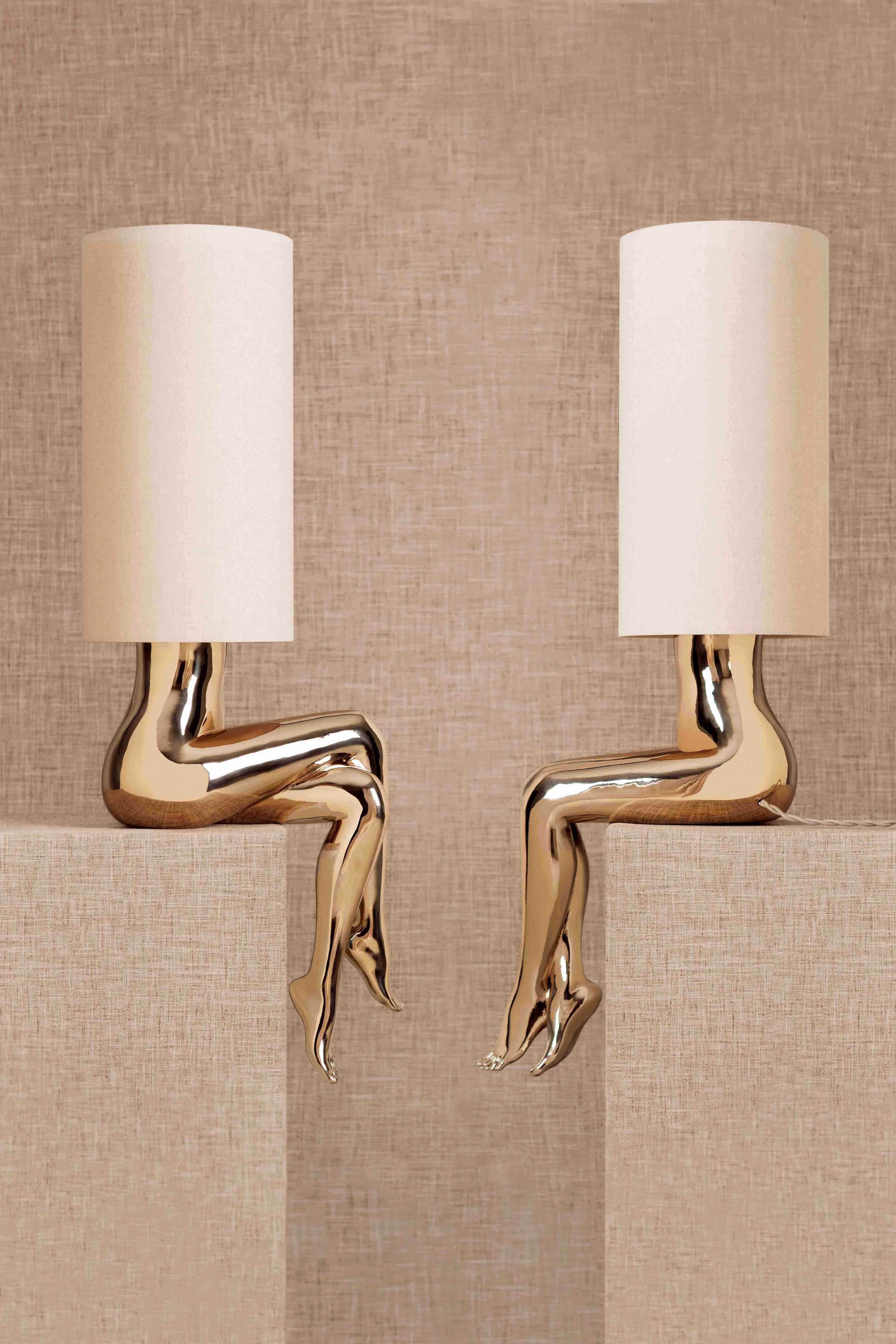 Moderno Set di lampade Flora e Fauna - Scultura in bronzo di Carmen Ellis in vendita