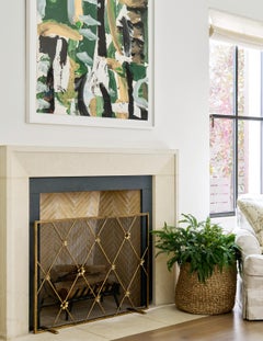 Pantalla para chimenea Flora en oro envejecido