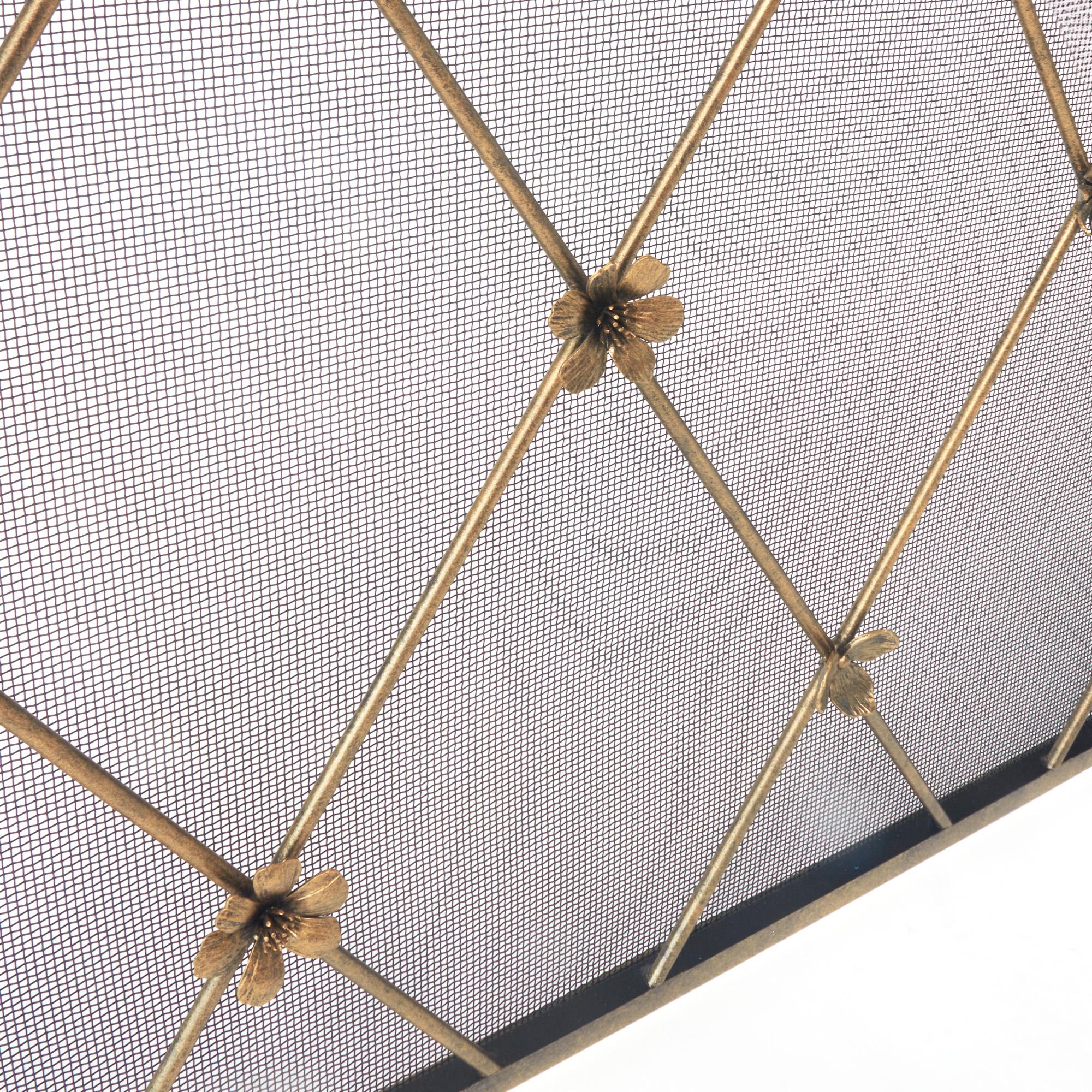 Flora Fireplace Screen in Brilliant Gold For Sale 8