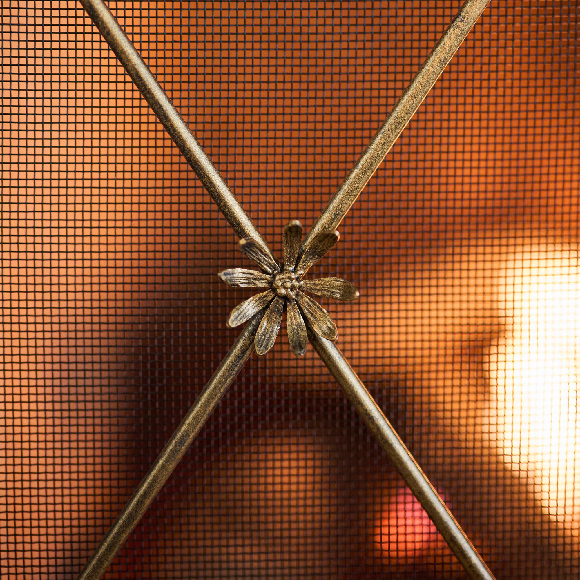 Flora Fireplace Screen in Brilliant Gold For Sale 11