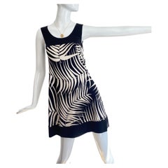 FLORA KUNG Black Ecru Fern Print Silk Tank Mini Dress NWT