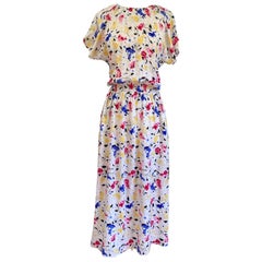 Flora Kung Blooming Lilacs Silk Tea Dress with POCKETS - New